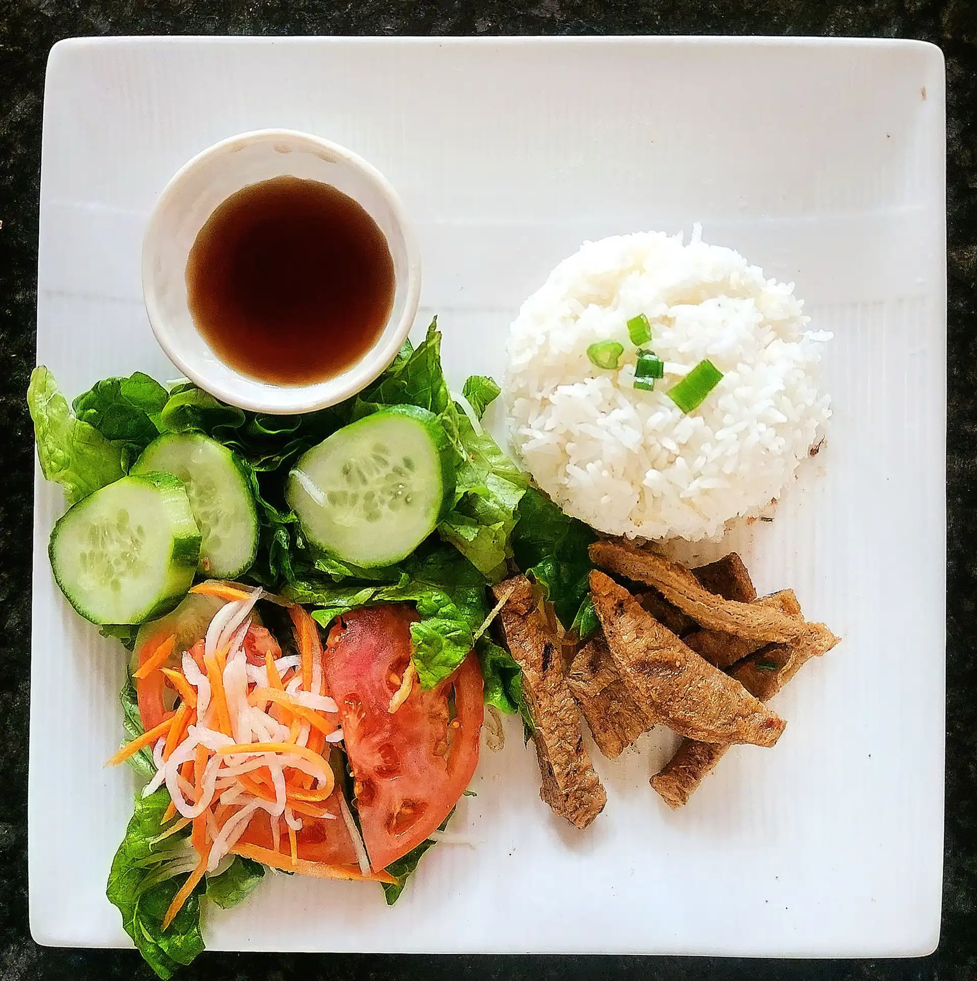 45. Veggie Grilled Pork Rice Plate